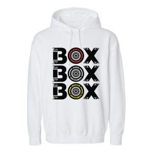 Box Box Box F1 Tyre Compound V2 Design Car Lover Garment-Dyed Fleece Hoodie