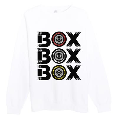 Box Box Box F1 Tyre Compound V2 Design Car Lover Premium Crewneck Sweatshirt