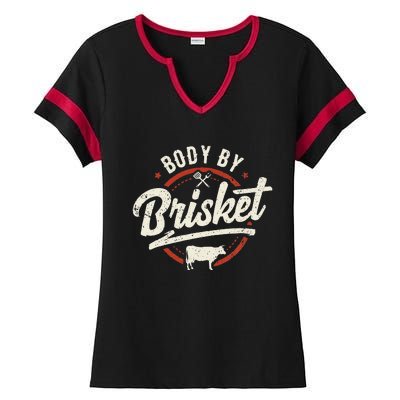 Body By Brisket Backyard Cookout BBQ Grill Ladies Halftime Notch Neck Tee