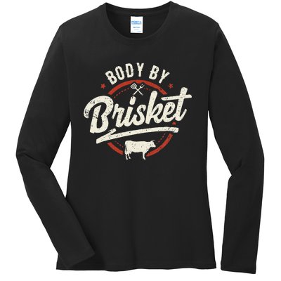 Body By Brisket Backyard Cookout BBQ Grill Ladies Long Sleeve Shirt