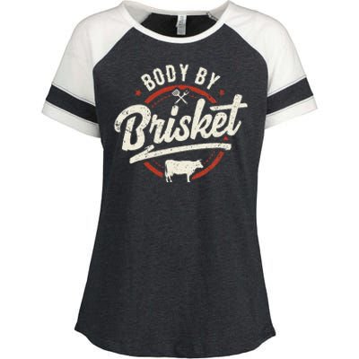 Body By Brisket Backyard Cookout BBQ Grill Enza Ladies Jersey Colorblock Tee