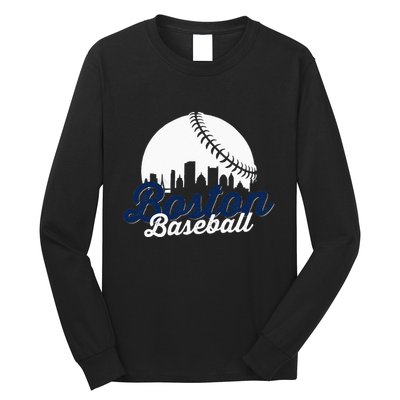 Boston Baseball Ball City Massachusetts Retro Vintage Long Sleeve Shirt