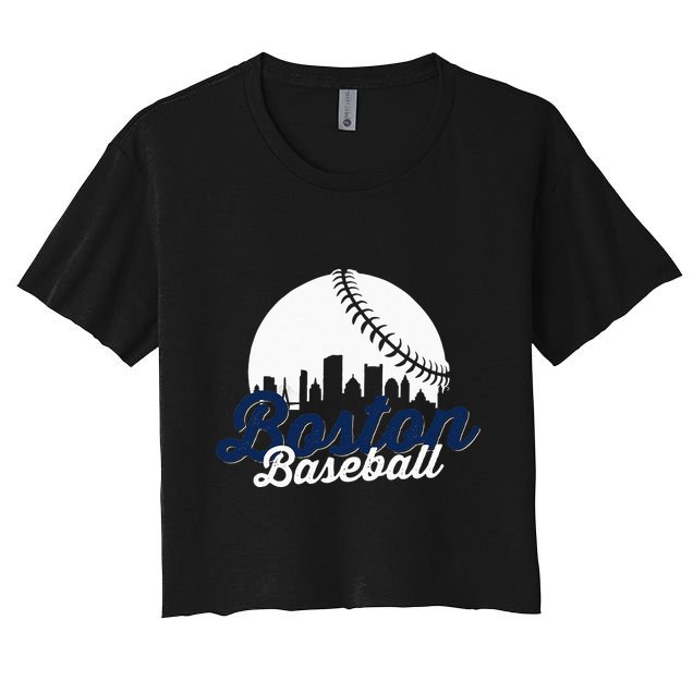 Boston Baseball Ball City Massachusetts Retro Vintage Crop Top