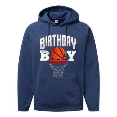 Basketball Birthday Boy Player Basketball Player Birthday Performance Fleece Hoodie