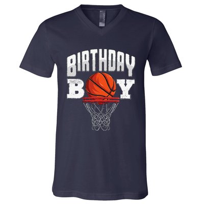 Basketball Birthday Boy Player Basketball Player Birthday V-Neck T-Shirt