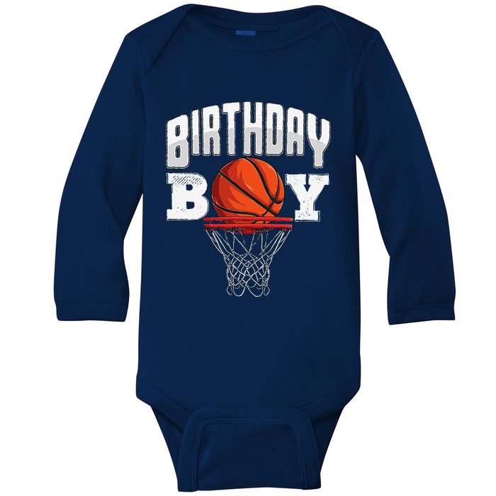 Basketball Birthday Boy Player Basketball Player Birthday Baby Long Sleeve Bodysuit