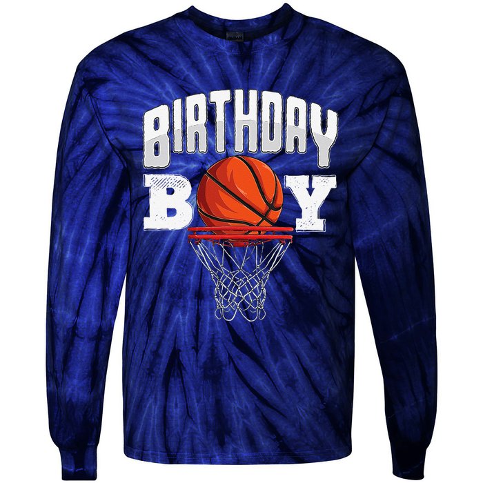 Basketball Birthday Boy Player Basketball Player Birthday Tie-Dye Long Sleeve Shirt