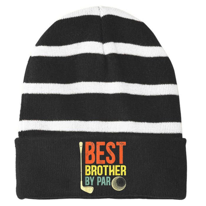 Best Brother By Par Father's Day Golf Gifts Grandpa Striped Beanie with Solid Band