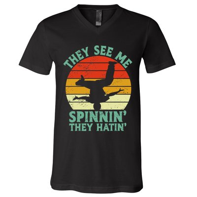 Breakdancing Bboying Bboy Funny Breakdancer V-Neck T-Shirt
