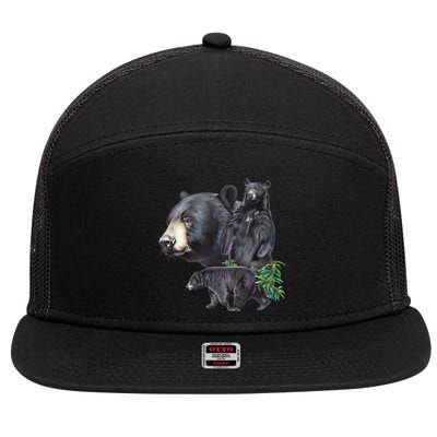 Black Bears 7 Panel Mesh Trucker Snapback Hat