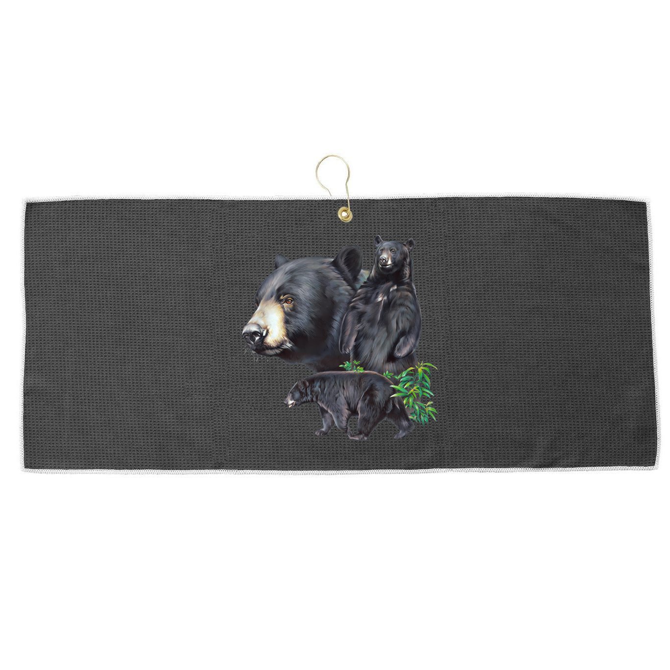 Black Bears Large Microfiber Waffle Golf Towel