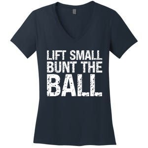 Baseball Batter Batting Strategy Lift Small Bunt The Ball Women's V-Neck T-Shirt