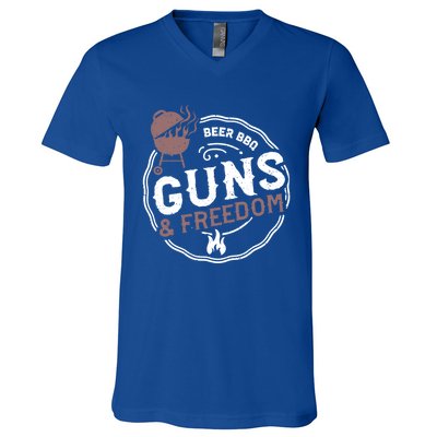 Beer: Beer Bbq Guns And Freedom Bbq Sayings Gift V-Neck T-Shirt