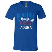 Beaches Booze Besties Bachelorette Aruba Trip Gift V-Neck T-Shirt