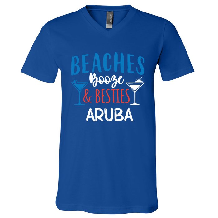 Beaches Booze Besties Bachelorette Aruba Trip Gift V-Neck T-Shirt