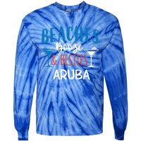 Beaches Booze Besties Bachelorette Aruba Trip Gift Tie-Dye Long Sleeve Shirt