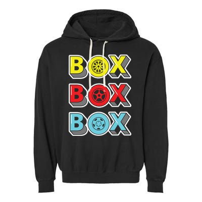 Box Box Box Retro Vintage Racing Garment-Dyed Fleece Hoodie