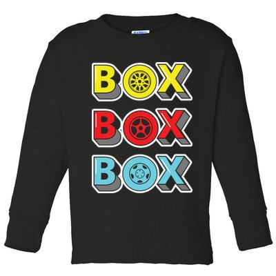 Box Box Box Retro Vintage Racing Toddler Long Sleeve Shirt