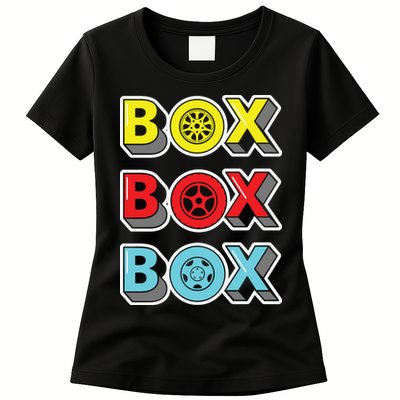 Box Box Box Retro Vintage Racing Womens T-Shirt