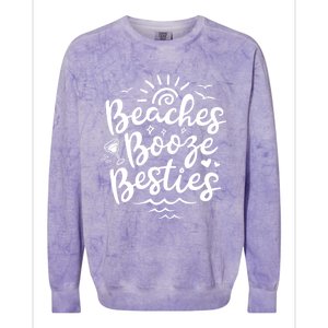 Beaches Booze Besties Summer Best Friend Vacation Gift Colorblast Crewneck Sweatshirt