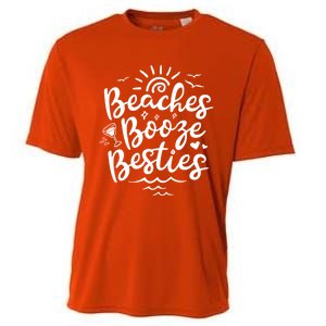 Beaches Booze Besties Summer Best Friend Vacation Gift Cooling Performance Crew T-Shirt