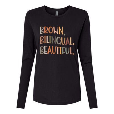 Brown Bilingual Beautiful Hispanic Heritage Month Womens Cotton Relaxed Long Sleeve T-Shirt