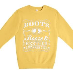 Boots Booze Besties Savannah 2025 Whiskey Theme Premium Crewneck Sweatshirt