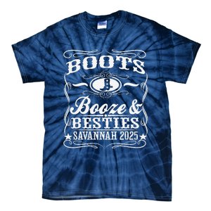 Boots Booze Besties Savannah 2025 Whiskey Theme Tie-Dye T-Shirt