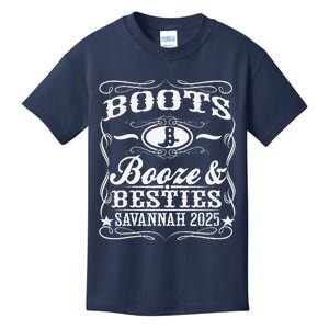 Boots Booze Besties Savannah 2025 Whiskey Theme Kids T-Shirt