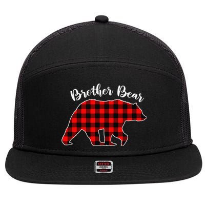 BROTHER BEAR Buffalo Plaid Red Funny Christmas Pajama Family 7 Panel Mesh Trucker Snapback Hat