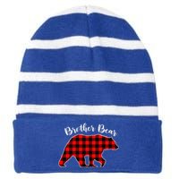 BROTHER BEAR Buffalo Plaid Red Funny Christmas Pajama Family Striped Beanie with Solid Band