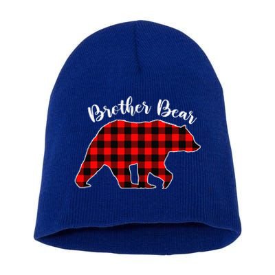 BROTHER BEAR Buffalo Plaid Red Funny Christmas Pajama Family Short Acrylic Beanie