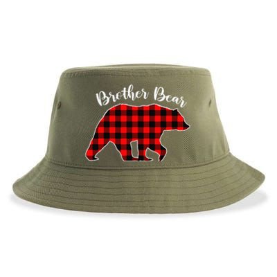 BROTHER BEAR Buffalo Plaid Red Funny Christmas Pajama Family Sustainable Bucket Hat