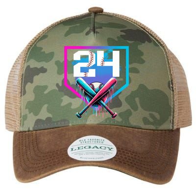 Baseball Birthday Boy Drip 24th Player 24 Years Old Boy  Legacy Tie Dye Trucker Hat
