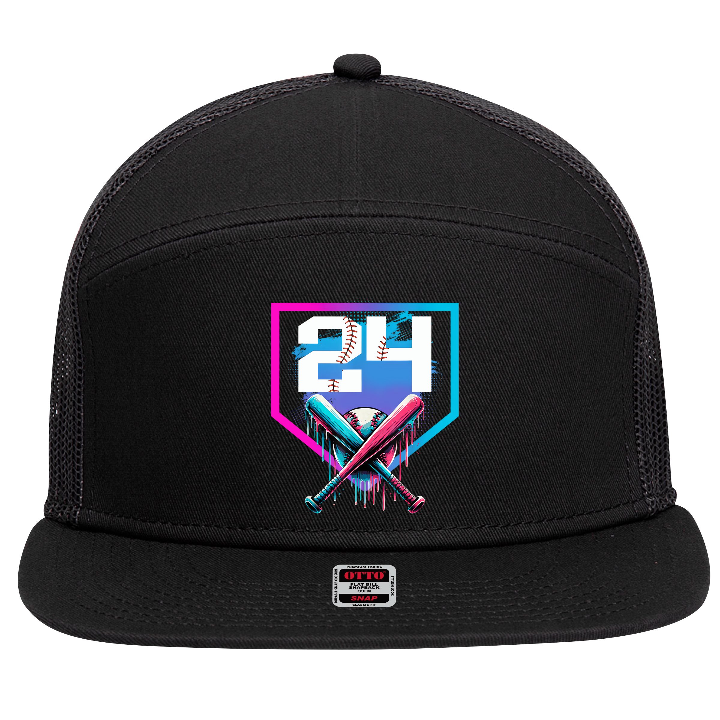 Baseball Birthday Boy Drip 24th Player 24 Years Old Boy  7 Panel Mesh Trucker Snapback Hat