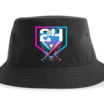 Baseball Birthday Boy Drip 24th Player 24 Years Old Boy  Sustainable Bucket Hat