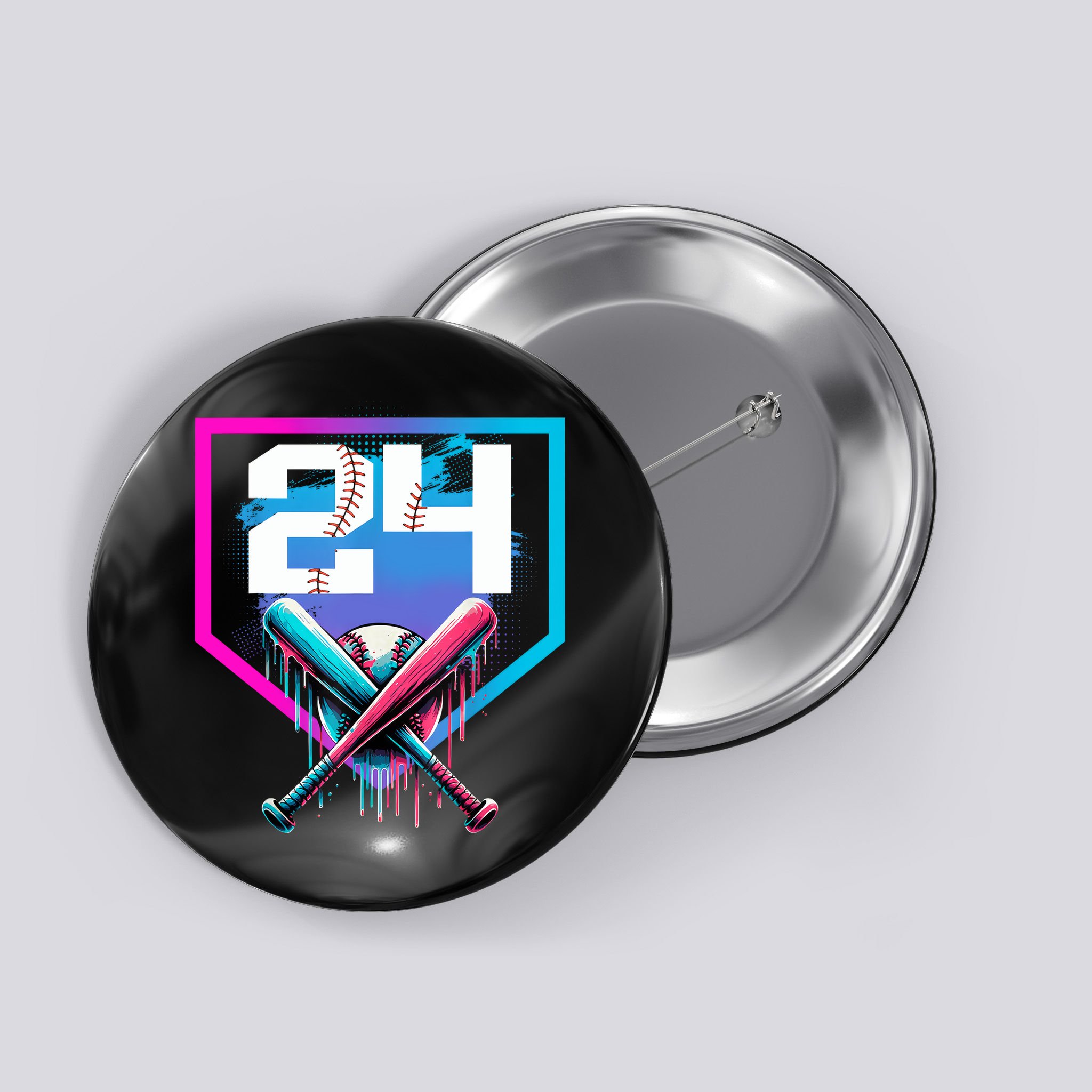 Baseball Birthday Boy Drip 24th Player 24 Years Old Boy  Button