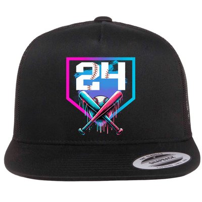 Baseball Birthday Boy Drip 24th Player 24 Years Old Boy  Flatbill Hat