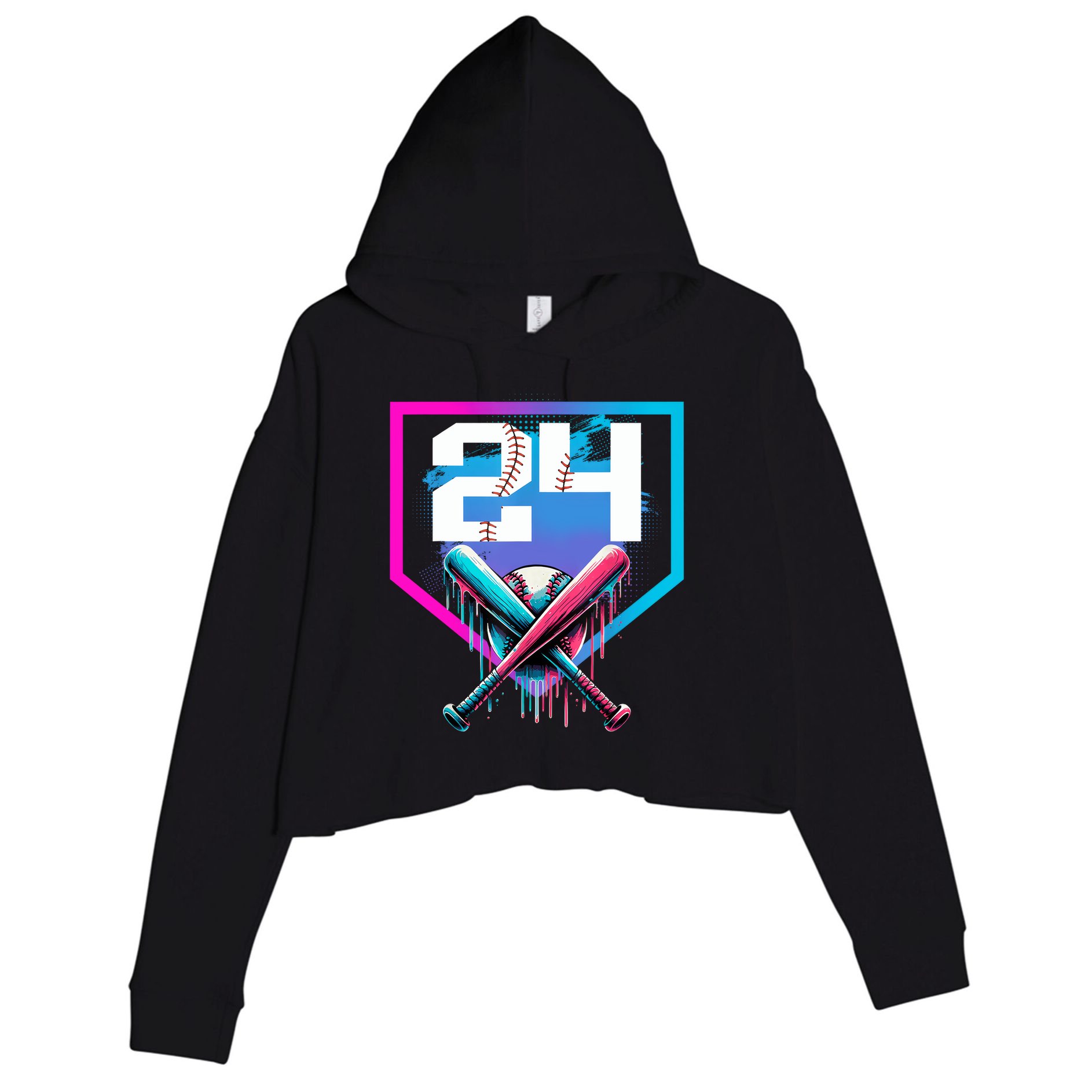 Baseball Birthday Boy Drip 24th Player 24 Years Old Boy  Crop Fleece Hoodie