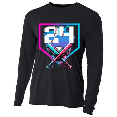 Baseball Birthday Boy Drip 24th Player 24 Years Old Boy  Cooling Performance Long Sleeve Crew