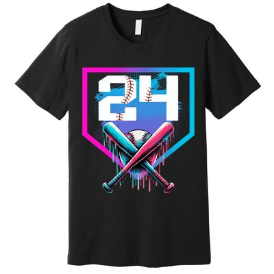 Baseball Birthday Boy Drip 24th Player 24 Years Old Boy  Premium T-Shirt