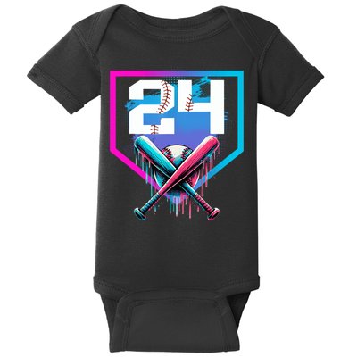 Baseball Birthday Boy Drip 24th Player 24 Years Old Boy  Baby Bodysuit