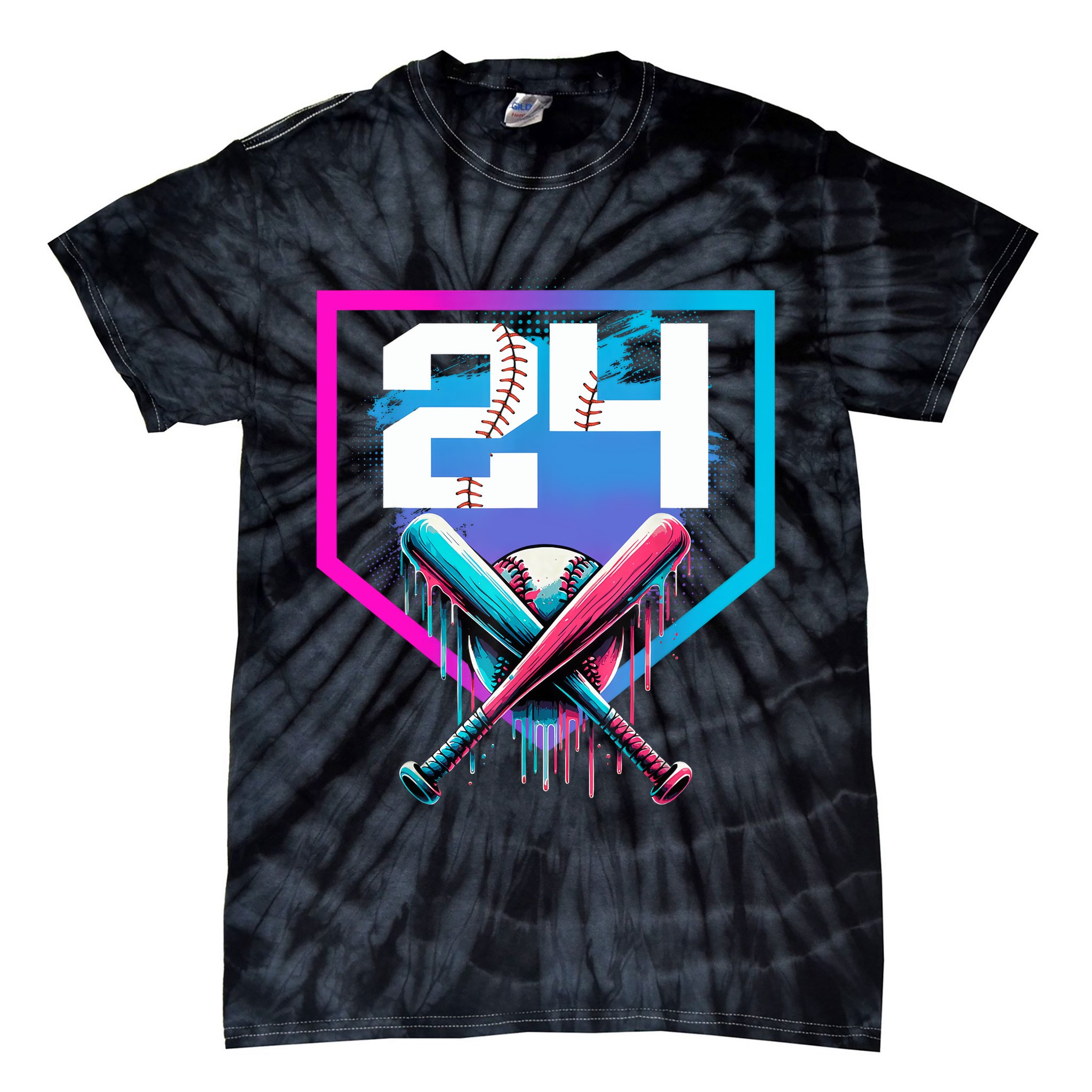 Baseball Birthday Boy Drip 24th Player 24 Years Old Boy  Tie-Dye T-Shirt