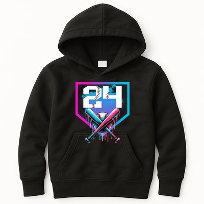 Baseball Birthday Boy Drip 24th Player 24 Years Old Boy  Kids Hoodie