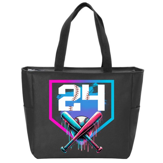 Baseball Birthday Boy Drip 24th Player 24 Years Old Boy  Zip Tote Bag