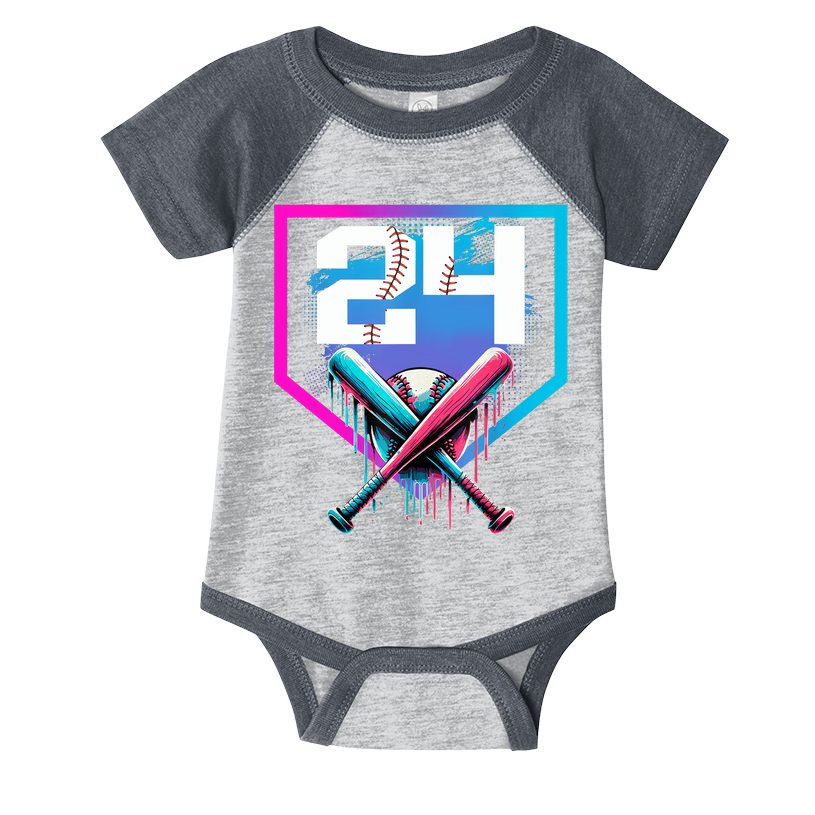 Baseball Birthday Boy Drip 24th Player 24 Years Old Boy  Infant Baby Jersey Bodysuit