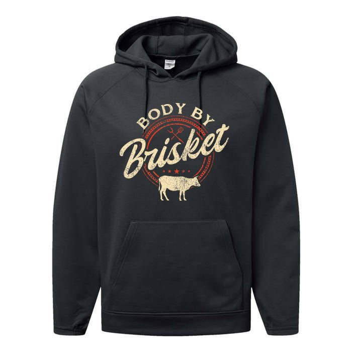 Body By Brisket Pitmaster Bbq Lover Smoker Grilling Performance Fleece Hoodie