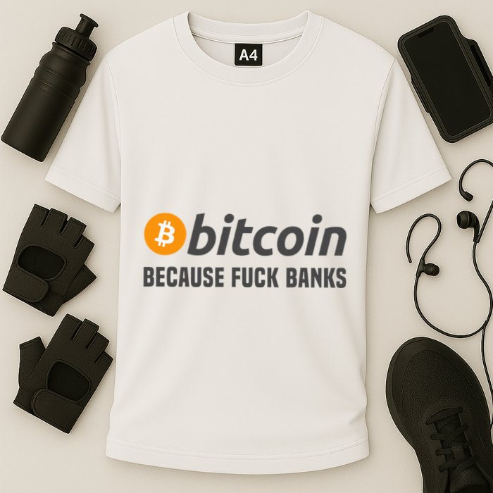 Bitcoin Bitcoin Because Fuck Banks Cooling Performance Crew T-Shirt
