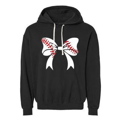 Baseball Bow Baseball Mom Mothers Day Women Baseball Mama Garment-Dyed Fleece Hoodie