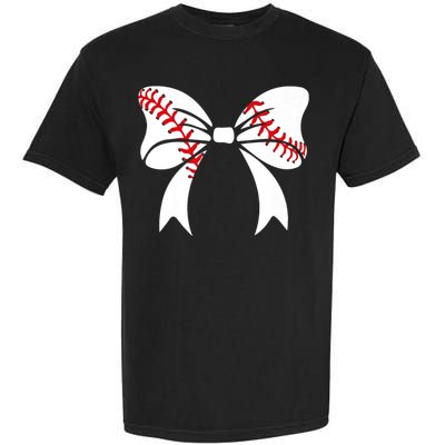 Baseball Bow Baseball Mom Mothers Day Women Baseball Mama Garment-Dyed Heavyweight T-Shirt